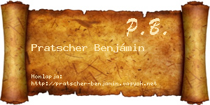 Pratscher Benjámin névjegykártya
